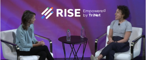 Rachel Tipograph and Emily Chang sitting in chairs facing each other