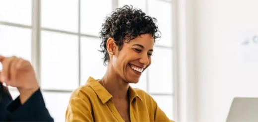 a woman smiling