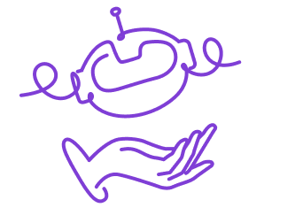 Illustration of a hand reaching toward a headset with a microphone, symbolizing communication or support.