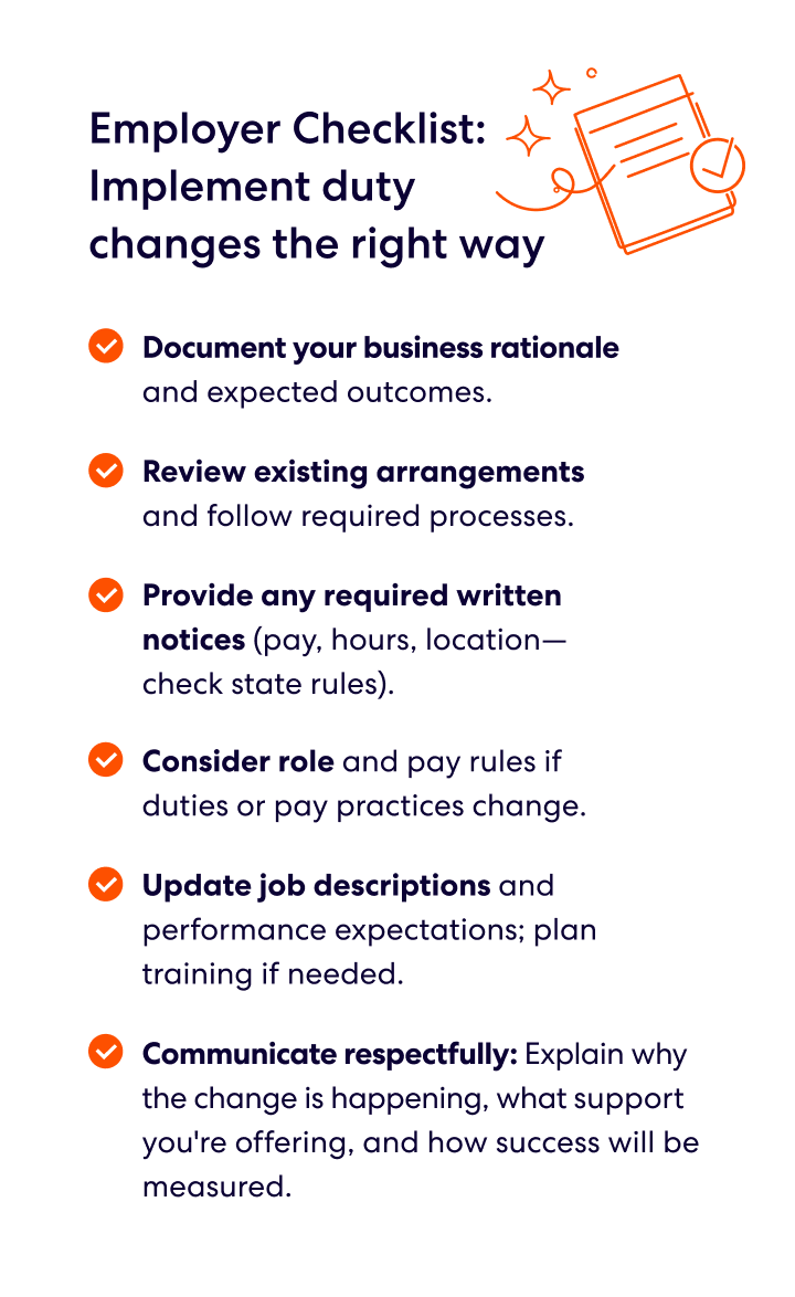 Employer checklist and list of bullet points