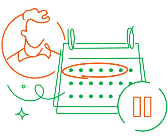 Iconography of a person and a calendar